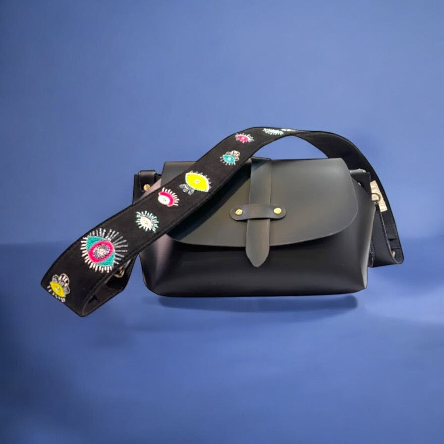 Black bag with Evil Eyes Strap