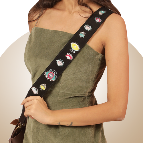 Black bag with Evil Eyes Strap