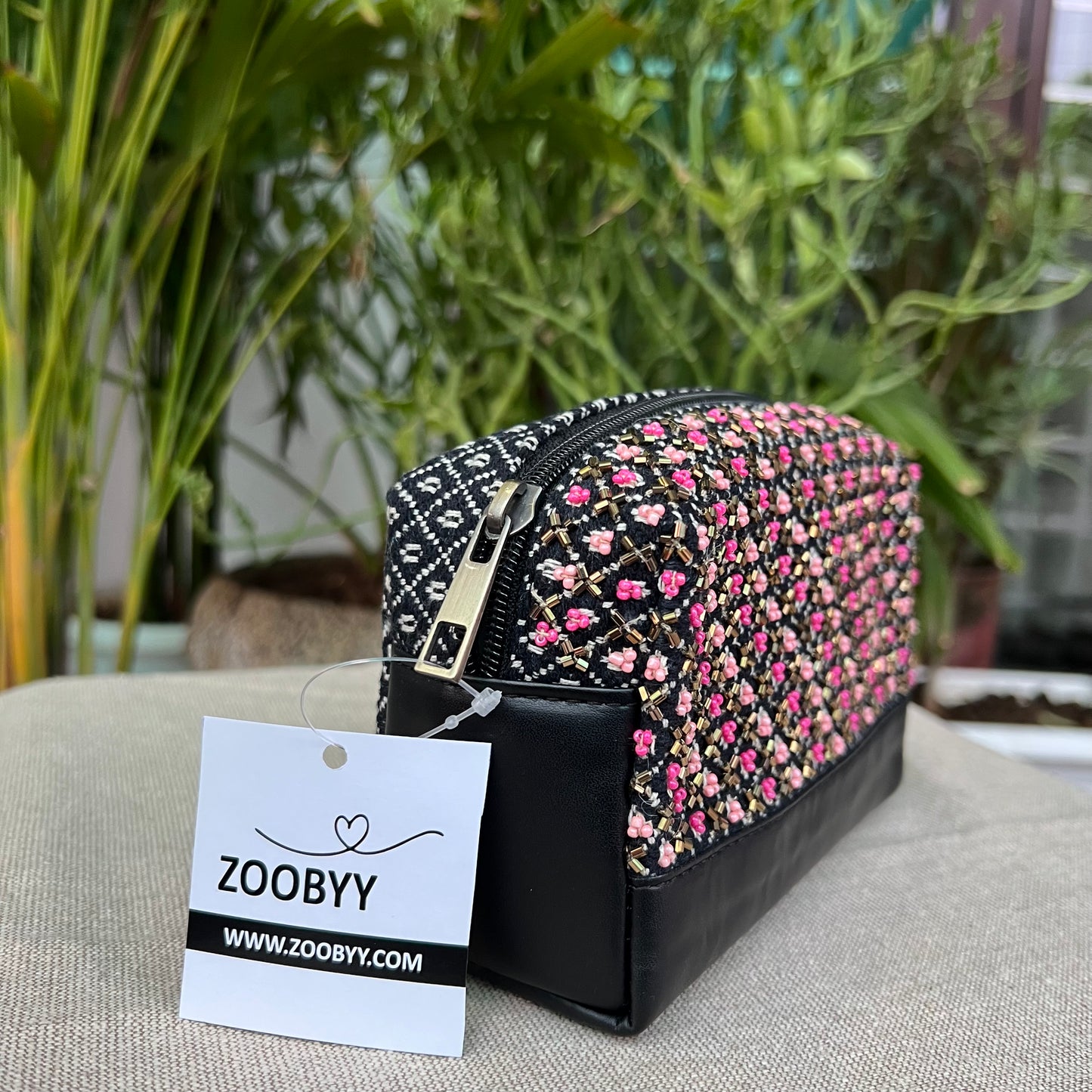 Black and pink pouch